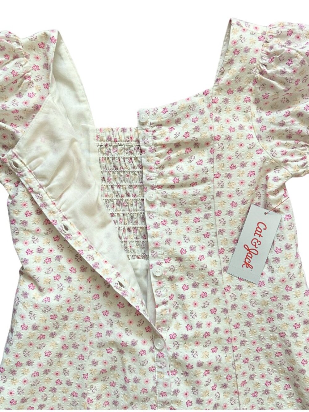 NWT Cat & Jack Girls Floral Button Front Mini Dress With Pockets L 10/12 - Picture 8 of 13
